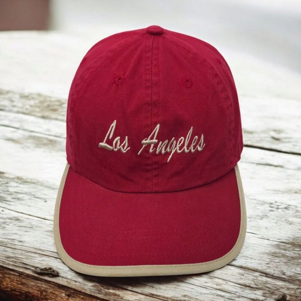 Los Angeles Embroidered Script Adjustable Tuck Strap Cap Trucker Baseball Hat